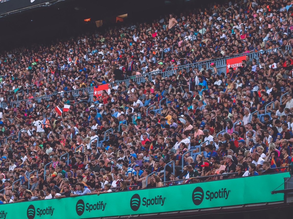 A packed arena crowd on game night